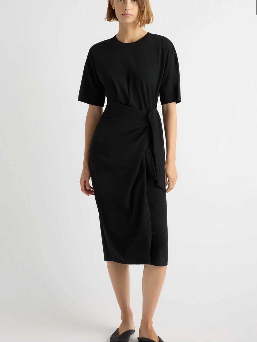 Noa Organic Cotton T-Shirt Wrap Dress, Black - LIKE NEW